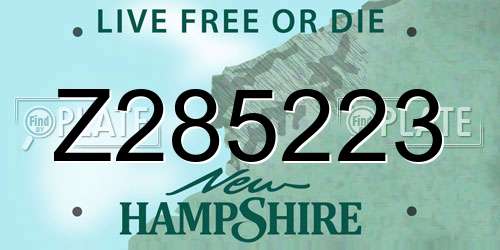 Z285223 New Hampshire License Plate