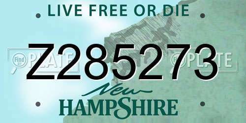 Z285273 New Hampshire License Plate
