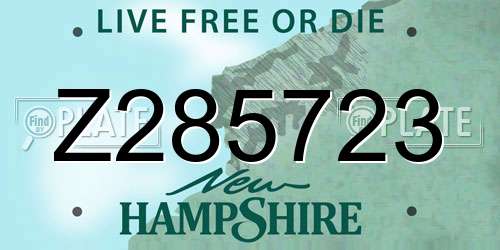 Z285723 New Hampshire License Plate