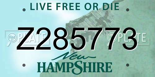 Z285773 New Hampshire License Plate