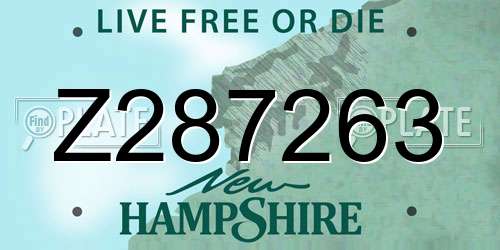 Z287263 New Hampshire License Plate