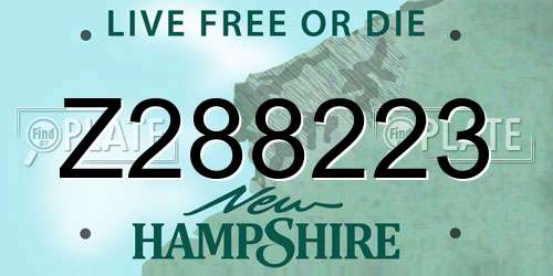 Z288223 New Hampshire License Plate