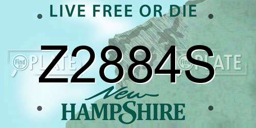 Z2884S New Hampshire License Plate