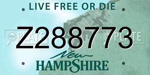 Z288773 New Hampshire License Plate