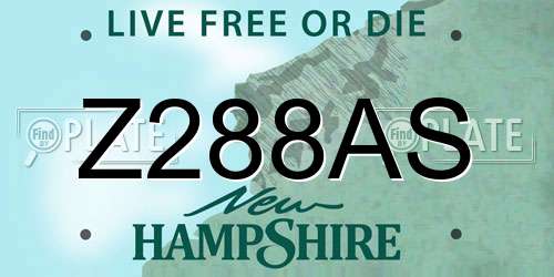 Z288AS New Hampshire License Plate