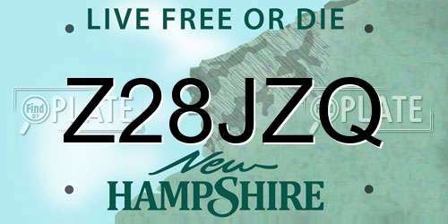Z28JZQ New Hampshire License Plate