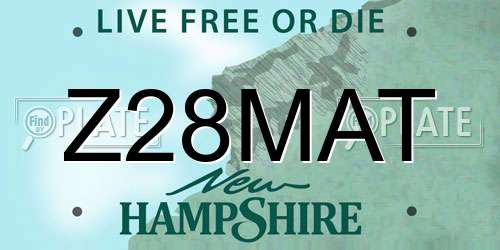Z28MAT New Hampshire License Plate