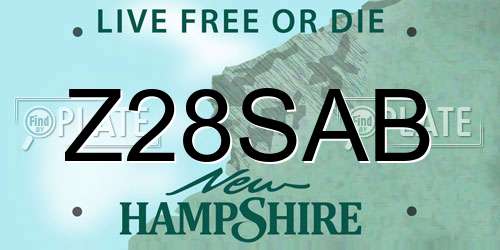 Z28SAB New Hampshire License Plate