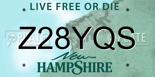 Z28YQS New Hampshire License Plate