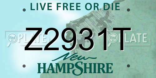 Z2931T New Hampshire License Plate