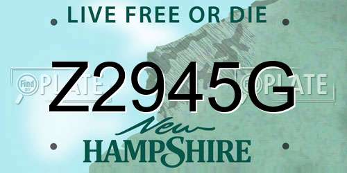 Z2945G New Hampshire License Plate