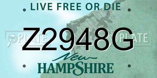 Z2948G New Hampshire License Plate