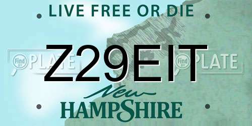 Z29EIT New Hampshire License Plate