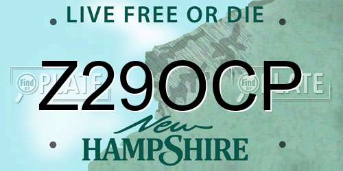 Z29OCP New Hampshire License Plate