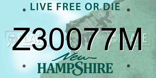 Z30077M New Hampshire License Plate