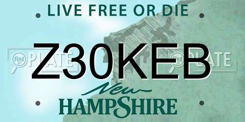 Z30KEB New Hampshire License Plate