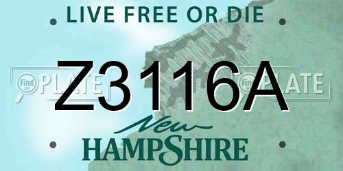 Z3116A New Hampshire License Plate