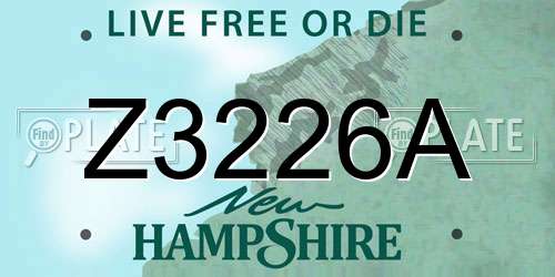 Z3226A New Hampshire License Plate
