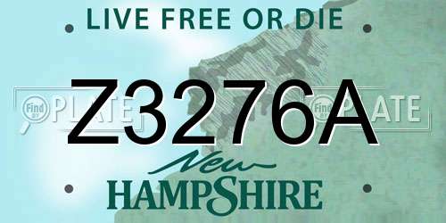 Z3276A New Hampshire License Plate