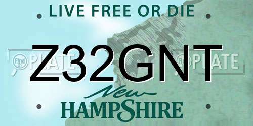 Z32GNT New Hampshire License Plate