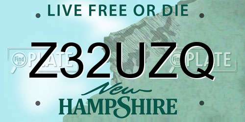 Z32UZQ New Hampshire License Plate