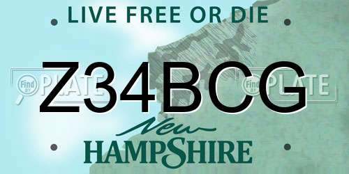 Z34BCG New Hampshire License Plate