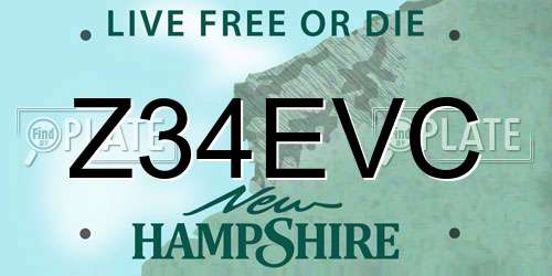 Z34EVC New Hampshire License Plate