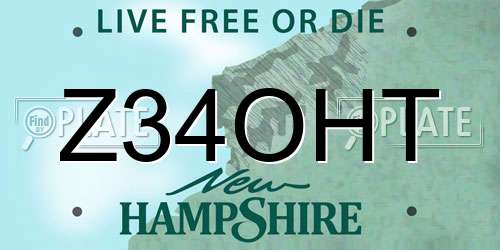 Z34OHT New Hampshire License Plate