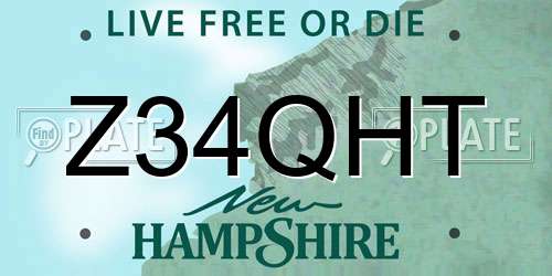Z34QHT New Hampshire License Plate