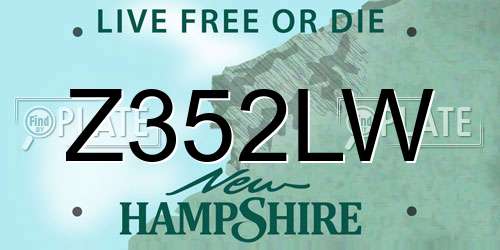 Z352LW New Hampshire License Plate