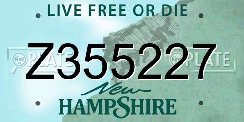 Z355227 New Hampshire License Plate