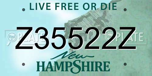 Z35522Z New Hampshire License Plate