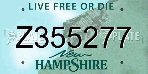 Z355277 New Hampshire License Plate