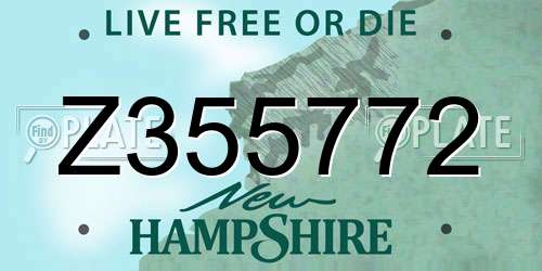 Z355772 New Hampshire License Plate