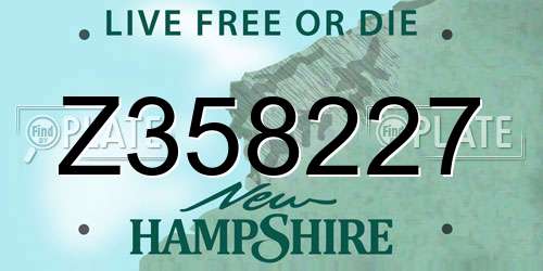 Z358227 New Hampshire License Plate