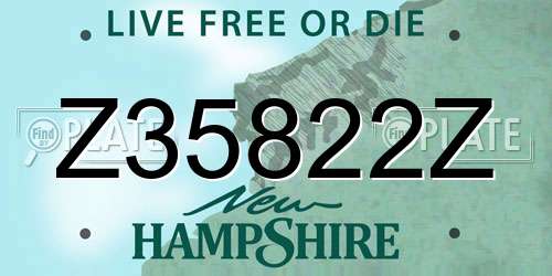Z35822Z New Hampshire License Plate