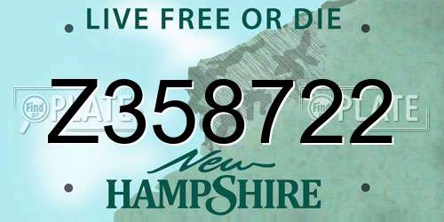 Z358722 New Hampshire License Plate