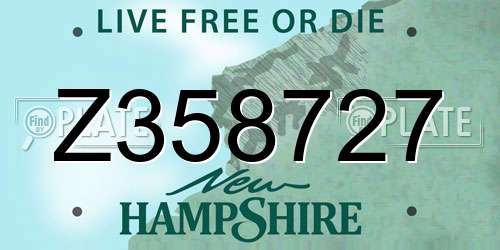 Z358727 New Hampshire License Plate