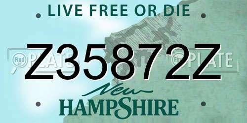 Z35872Z New Hampshire License Plate