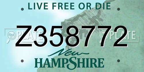 Z358772 New Hampshire License Plate