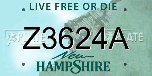 Z3624A New Hampshire License Plate