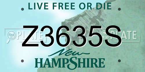 Z3635S New Hampshire License Plate