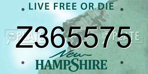 Z365575 New Hampshire License Plate