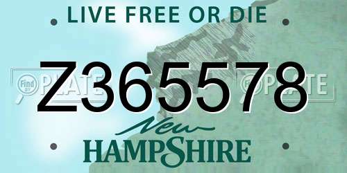 Z365578 New Hampshire License Plate
