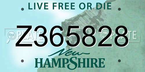 Z365828 New Hampshire License Plate