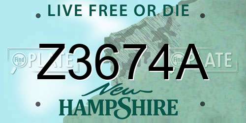 Z3674A New Hampshire License Plate