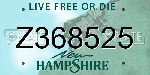 Z368525 New Hampshire License Plate