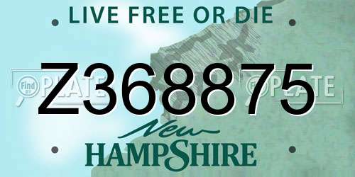 Z368875 New Hampshire License Plate
