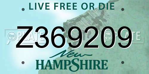 Z369209 New Hampshire License Plate