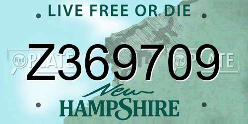 Z369709 New Hampshire License Plate